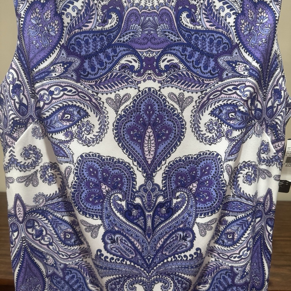 NWT Purple Paisley Sheath Dress Size 12 Preppy Boho Coastal 90s Resort Workwear - Picture 2 of 8